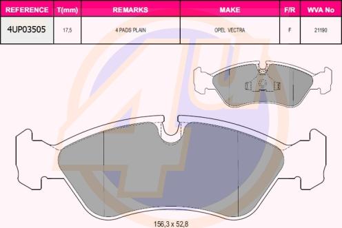 4U 4UP03505 - Тормозные колодки, дисковые, комплект autosila-amz.com