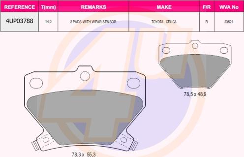 4U 4UP03788 - Тормозные колодки, дисковые, комплект autosila-amz.com