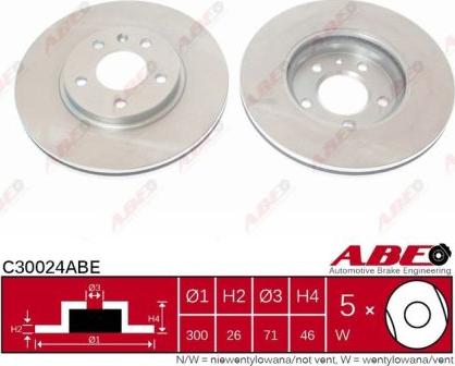 ABE C30024ABE - Тормозной диск передний Левый/Правый CHEVROLET CRUZE, ORLANDO, VOLT O autosila-amz.com