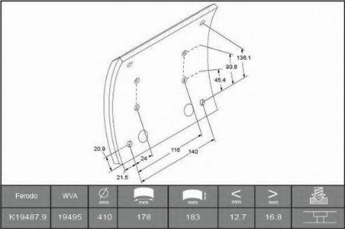 ABEX B2203153 - Комплект тормозных башмаков, барабанные тормоза autosila-amz.com