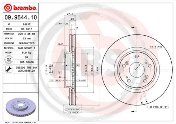 A.B.S. 09.9544.10 - Тормозной диск autosila-amz.com