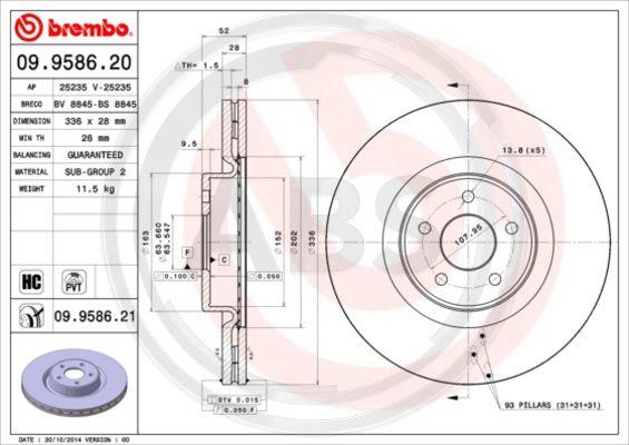 A.B.S. 09.9586.21 - Тормозной диск autosila-amz.com