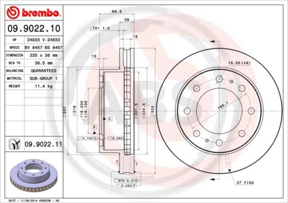 A.B.S. 09.9022.11 - Тормозной диск autosila-amz.com
