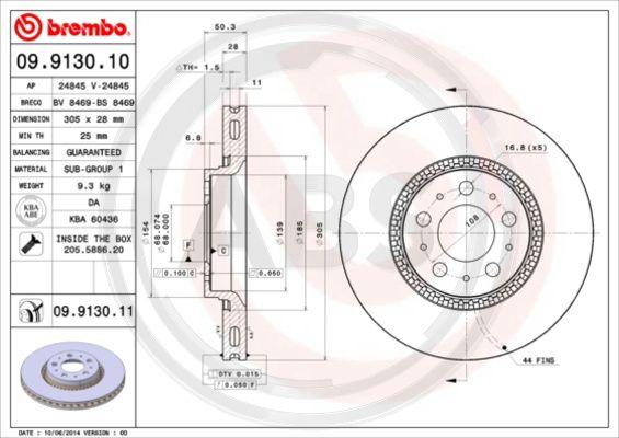 A.B.S. 09.9130.11 - Тормозной диск autosila-amz.com