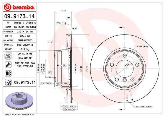 A.B.S. 09.9173.11 - Тормозной диск autosila-amz.com