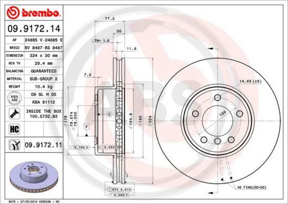 A.B.S. 09.9172.11 - Тормозной диск autosila-amz.com