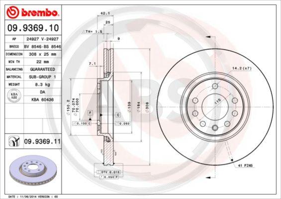 A.B.S. 09.9369.11 - Тормозной диск autosila-amz.com