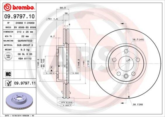 A.B.S. 09.9797.11 - Тормозной диск autosila-amz.com