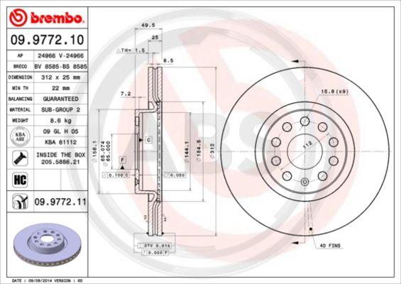 A.B.S. 09.9772.11 - Тормозной диск autosila-amz.com