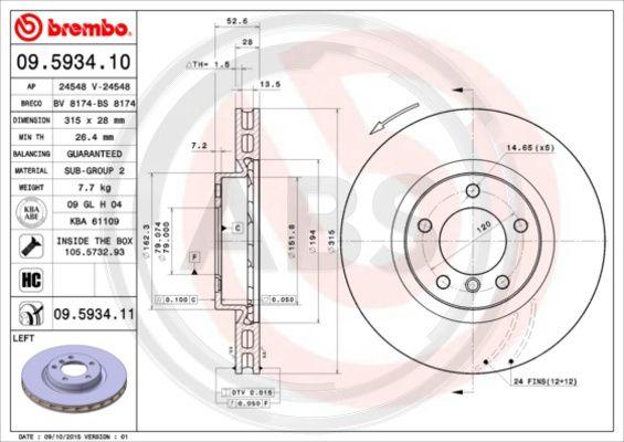 A.B.S. 09.5934.10 - Тормозной диск autosila-amz.com