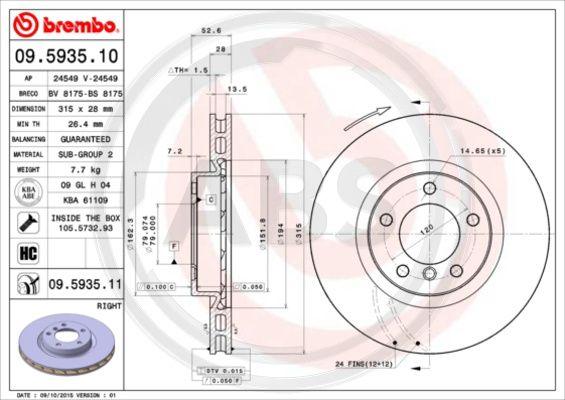 A.B.S. 09.5935.10 - Тормозной диск autosila-amz.com