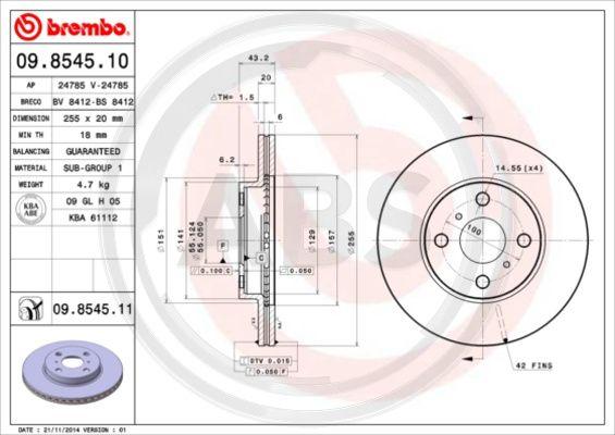 A.B.S. 09.8545.10 - Тормозной диск autosila-amz.com