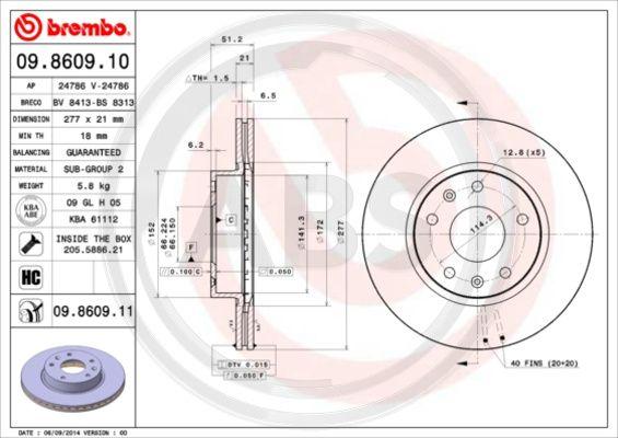 A.B.S. 09.8609.11 - Тормозной диск autosila-amz.com