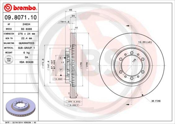 A.B.S. 09.8071.10 - Тормозной диск autosila-amz.com