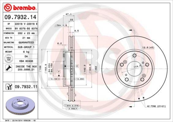 A.B.S. 09.7932.11 - Тормозной диск autosila-amz.com