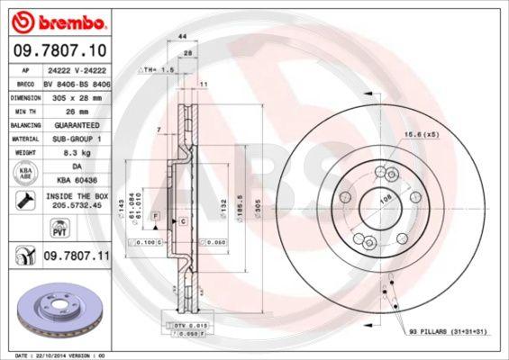 A.B.S. 09.7807.11 - Тормозной диск autosila-amz.com
