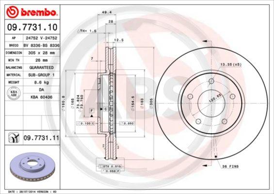 A.B.S. 09.7731.11 - Тормозной диск autosila-amz.com