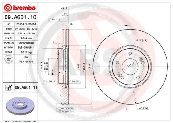 A.B.S. 09.A601.11 - Тормозной диск autosila-amz.com