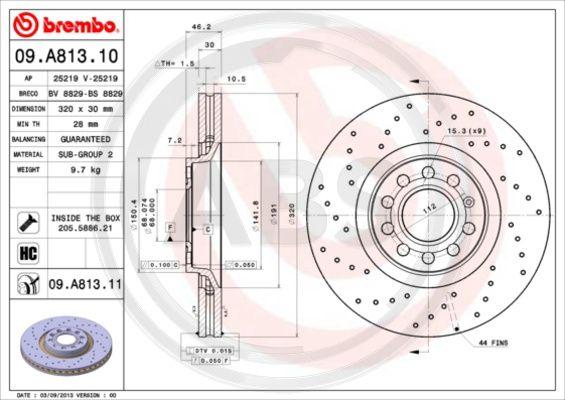 A.B.S. 09.A813.11 - Тормозной диск autosila-amz.com