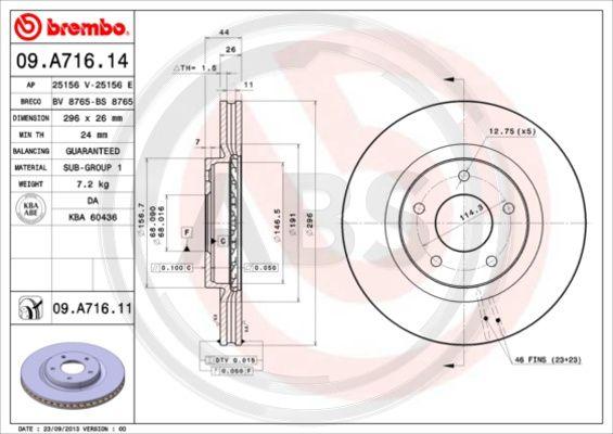 A.B.S. 09.A716.11 - Тормозной диск autosila-amz.com