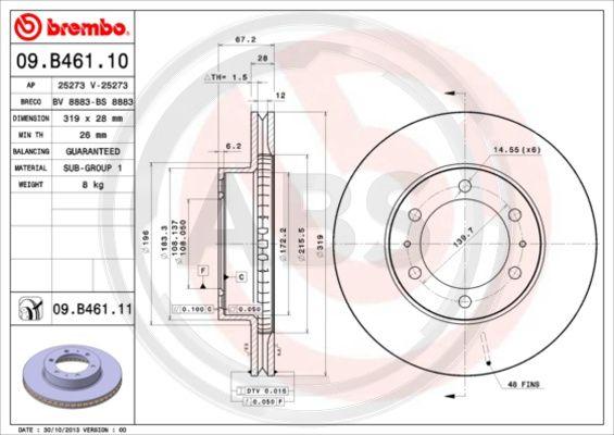 A.B.S. 09.B461.11 - Тормозной диск autosila-amz.com