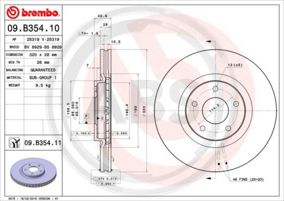 A.B.S. 09.B354.11 - Тормозной диск autosila-amz.com