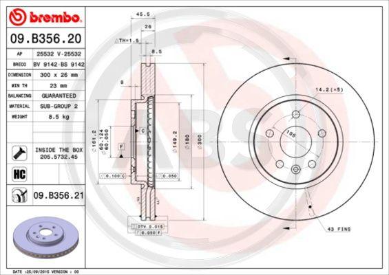 A.B.S. 09.B356.21 - Тормозной диск autosila-amz.com