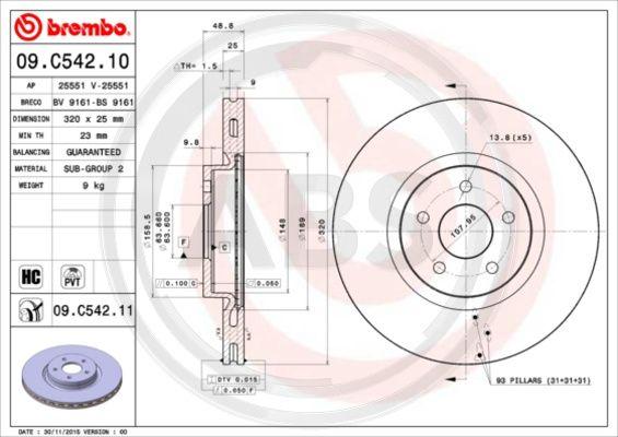 A.B.S. 09.C542.11 - Тормозной диск autosila-amz.com