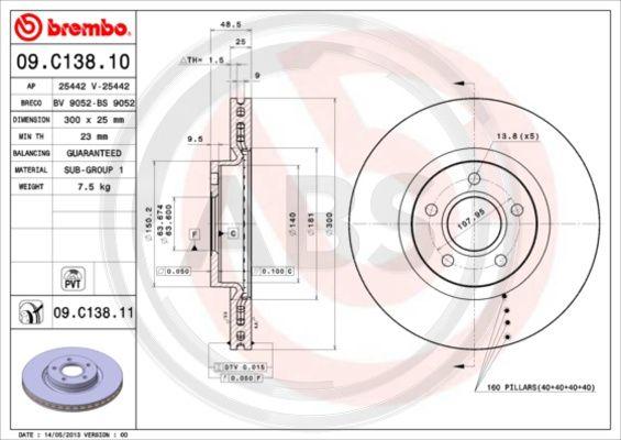 A.B.S. 09.C138.11 - Тормозной диск autosila-amz.com