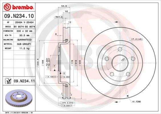 A.B.S. 09.N234.11 - Тормозной диск autosila-amz.com