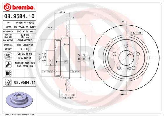 A.B.S. 08.9584.11 - Тормозной диск autosila-amz.com