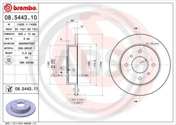 A.B.S. 08.5443.10 - Тормозной диск autosila-amz.com