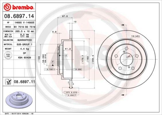 A.B.S. 08.6897.11 - Тормозной диск autosila-amz.com