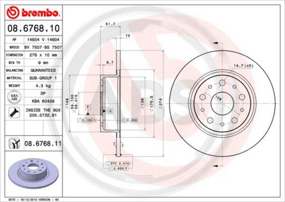 A.B.S. 08.6768.11 - Тормозной диск autosila-amz.com