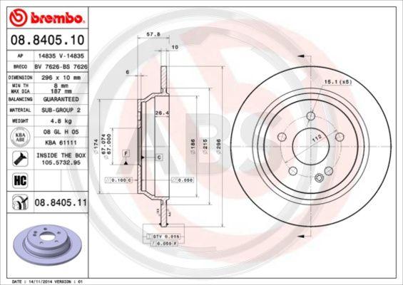 A.B.S. 08.8405.11 - Тормозной диск autosila-amz.com
