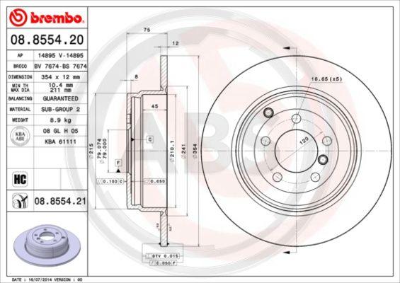 A.B.S. 08.8554.21 - Тормозной диск autosila-amz.com