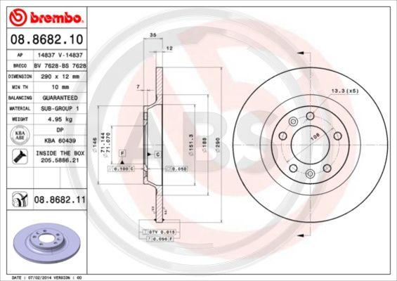 A.B.S. 08.8682.11 - Тормозной диск autosila-amz.com