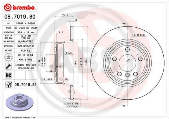 A.B.S. 08.7019.81 - Тормозной диск autosila-amz.com