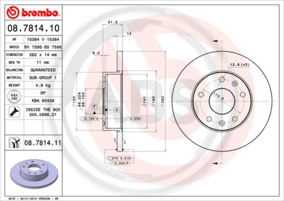 A.B.S. 08.7814.11 - Тормозной диск autosila-amz.com