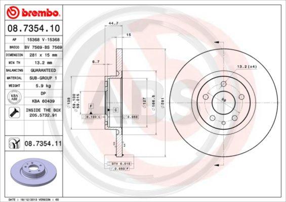 A.B.S. 08.7354.10 - Тормозной диск autosila-amz.com