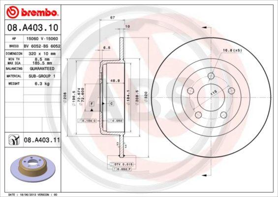 A.B.S. 08.A403.11 - Тормозной диск autosila-amz.com