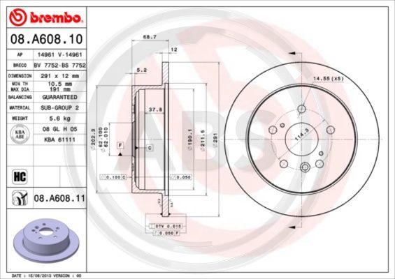 A.B.S. 08.A608.11 - Тормозной диск autosila-amz.com