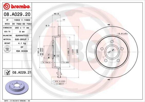 A.B.S. 08.A029.21 - Тормозной диск autosila-amz.com