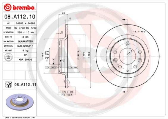 A.B.S. 08.A112.11 - Тормозной диск autosila-amz.com