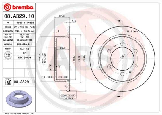 A.B.S. 08.A329.10 - Тормозной диск autosila-amz.com