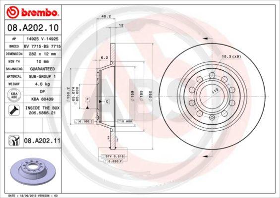 A.B.S. 08.A202.11 - Тормозной диск autosila-amz.com