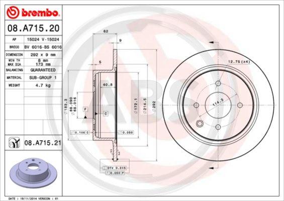 A.B.S. 08.A715.21 - Тормозной диск autosila-amz.com