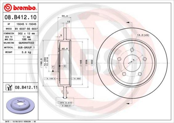 A.B.S. 08.B412.11 - Тормозной диск autosila-amz.com