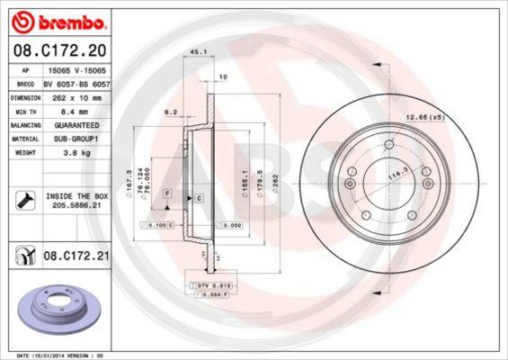 A.B.S. 08.C172.20 - Тормозной диск autosila-amz.com