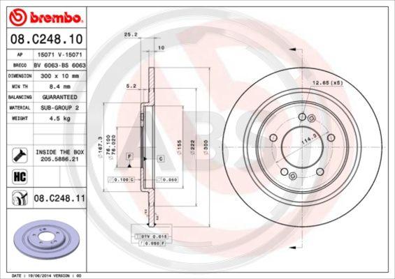 A.B.S. 08.C248.11 - Тормозной диск autosila-amz.com